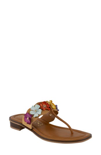Shop Italian Shoemakers Adara Floral Flip Flop In Bright Brown Multi