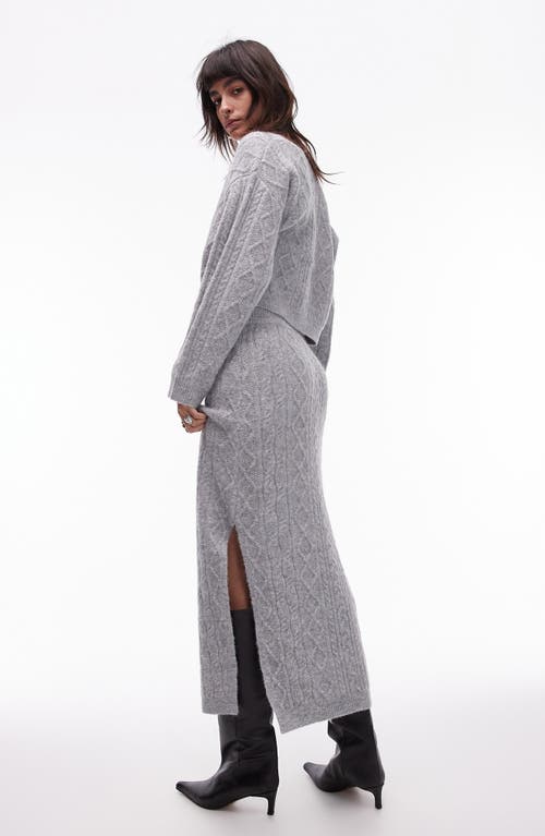 Shop Topshop Cable Sweater Skirt In Grey