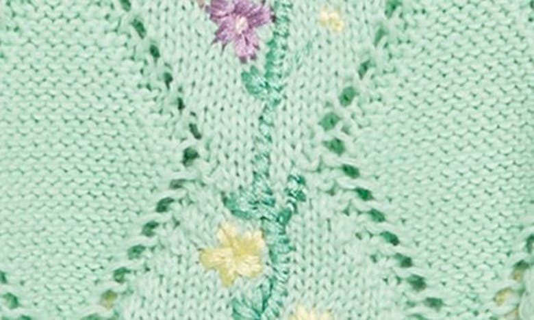 Shop Cotton Emporium Kids' Floral Embroidered Sweater Tank In Mint Green