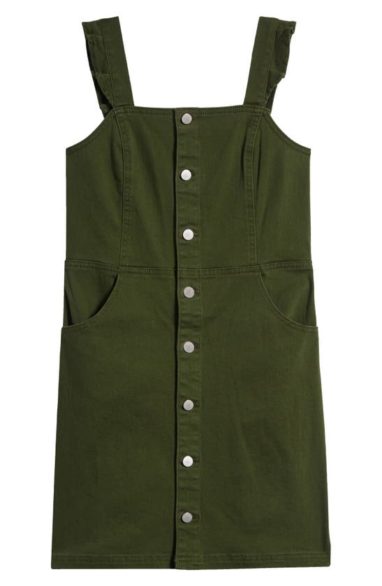 Shop Love, Fire Kids' Ruffle Button Front Dress In Olive