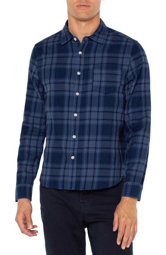 Liverpool Los Angeles Plaid Cotton Flannel Button-up Shirt In Navy