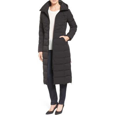 Bernardo Quilted Long Coat With Down & Primaloft Fill, Black