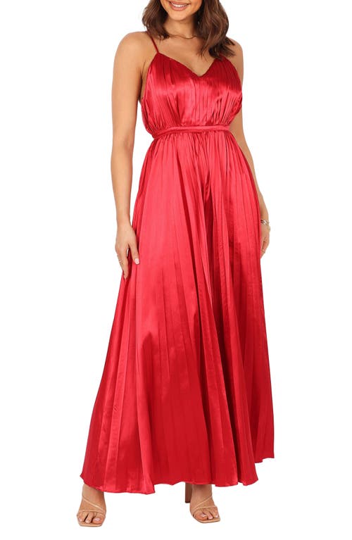 Petal & Pup Eden Pleated Wide Leg Jumpsuit Red at Nordstrom,