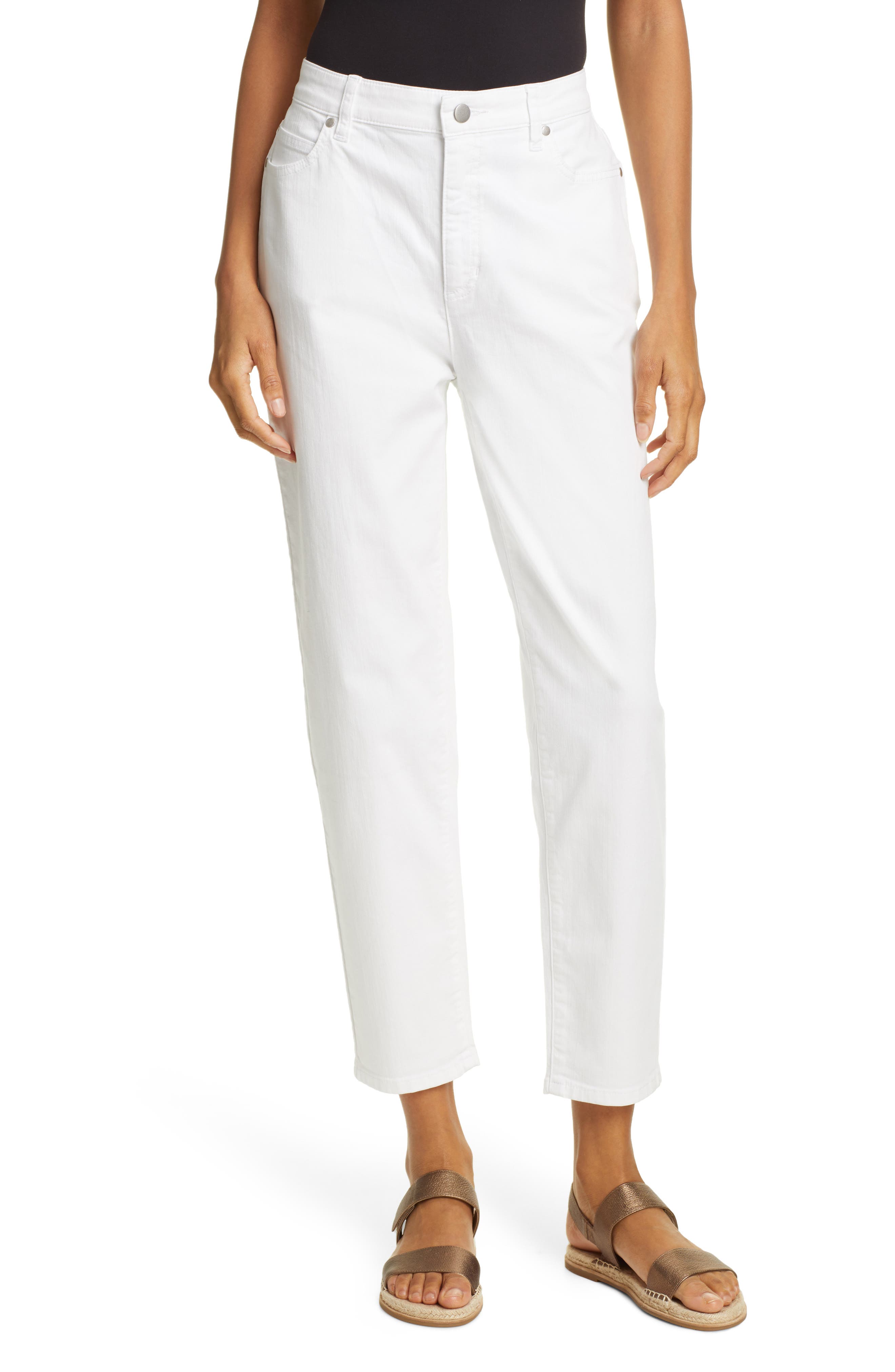 eileen fisher high waist tapered ankle jeans