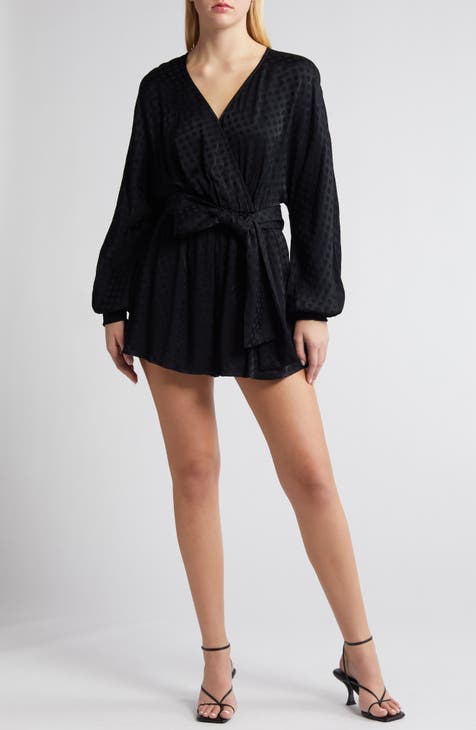 Jacquard Polka Dot Long Sleeve Romper