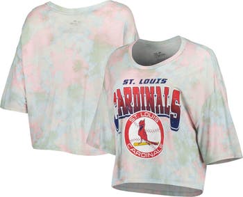 Women's Majestic Threads Los Angeles Dodgers Cooperstown Collection Tie-Dye  Boxy Cropped Tri-Blend T-Shirt