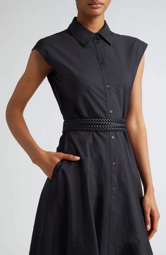 Shop Max Mara Ampex Cap Sleeve Belted Maxi Shirtdress In Black