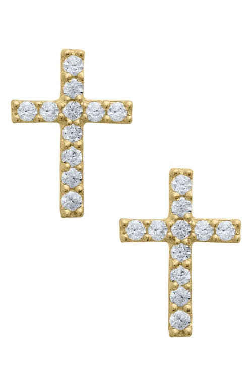 Mignonette 14K Gold & Cubic Zirconia Cross Stud Earrings at Nordstrom