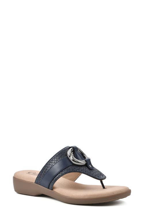 Cliffs By White Mountain Benedict Wedge Thong Sandal In Navy/woven