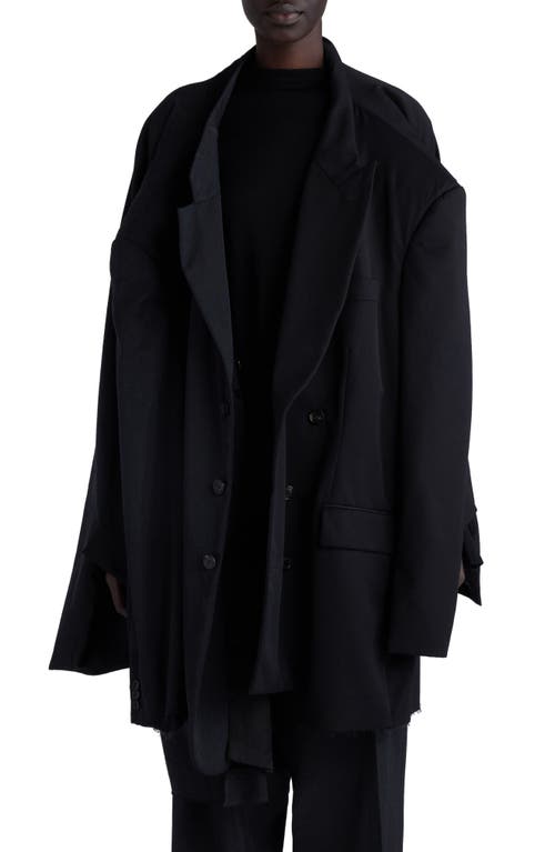 Balenciaga Double Sleeve Oversize Virgin Wool Blazer in Anthracite at Nordstrom, Size 1