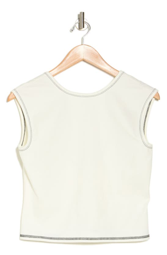 Shop Elodie Contrast Stitch Low Back Tank Top In White