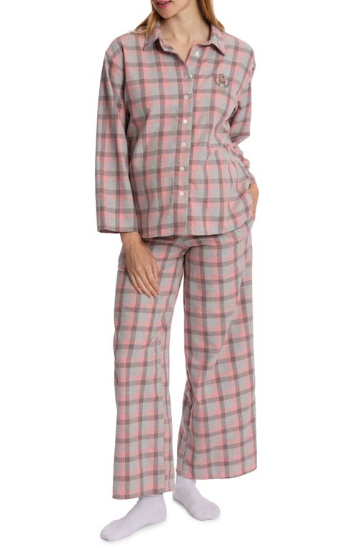 Cache Coeur Teddy Plaid Maternity Pajamas in Grey 