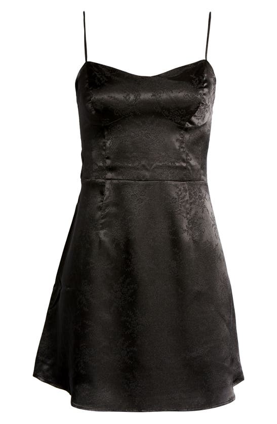 Bp. Corset Satin Slipdress In Black