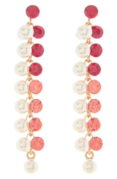 Mutlicolor Crystal & Imitation Pearl Drop Earrings