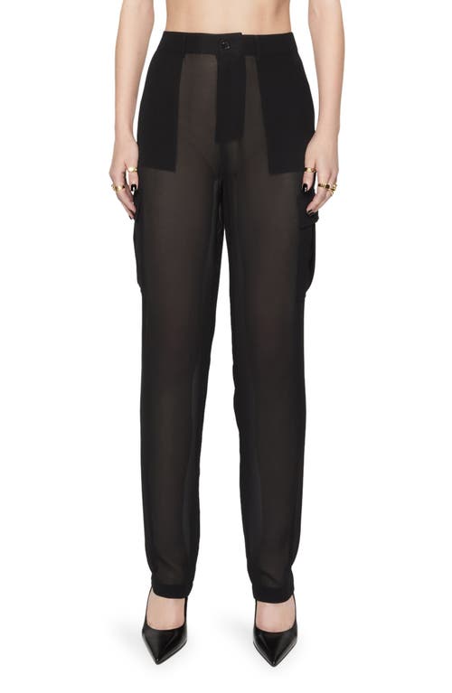 Rebecca Minkoff Presley Sheer Mixed Media Cargo Pants True Black at Nordstrom,