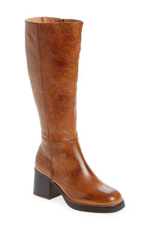Ines Knee High Boot in Brown Leather