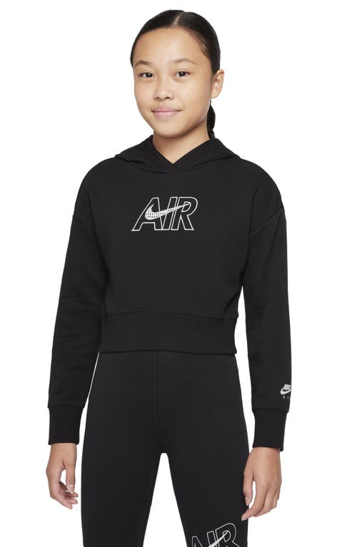 Nike Kids' French Terry Crop Hoodie In Black