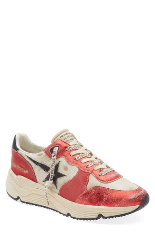 Golden Goose Running Sole Suede Sneaker In Red/black/white