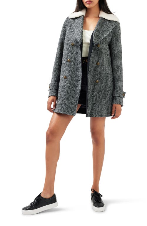 Belle & Bloom Liberty Sherpa Collar Wool Blend Coat In Charcoal