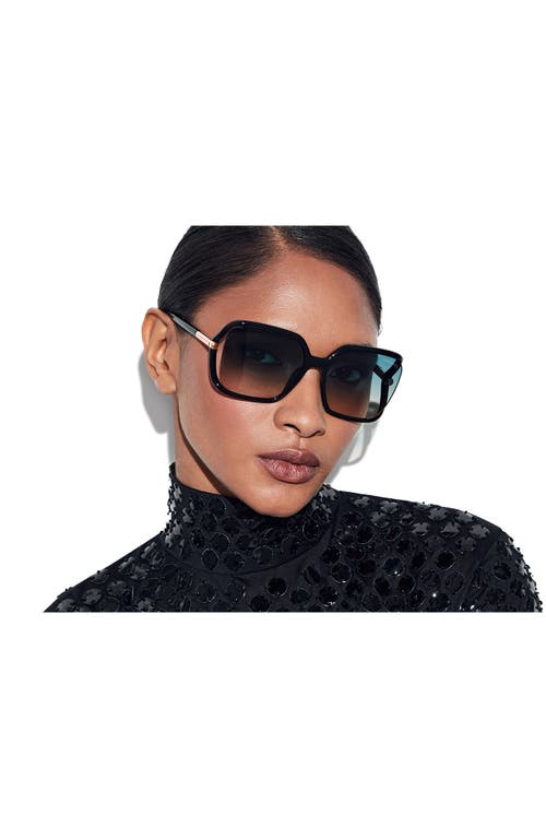 Shop Tom Ford Solange-02 60mm Butterfly Sunglasses In Shiny Black/turquoise Sand