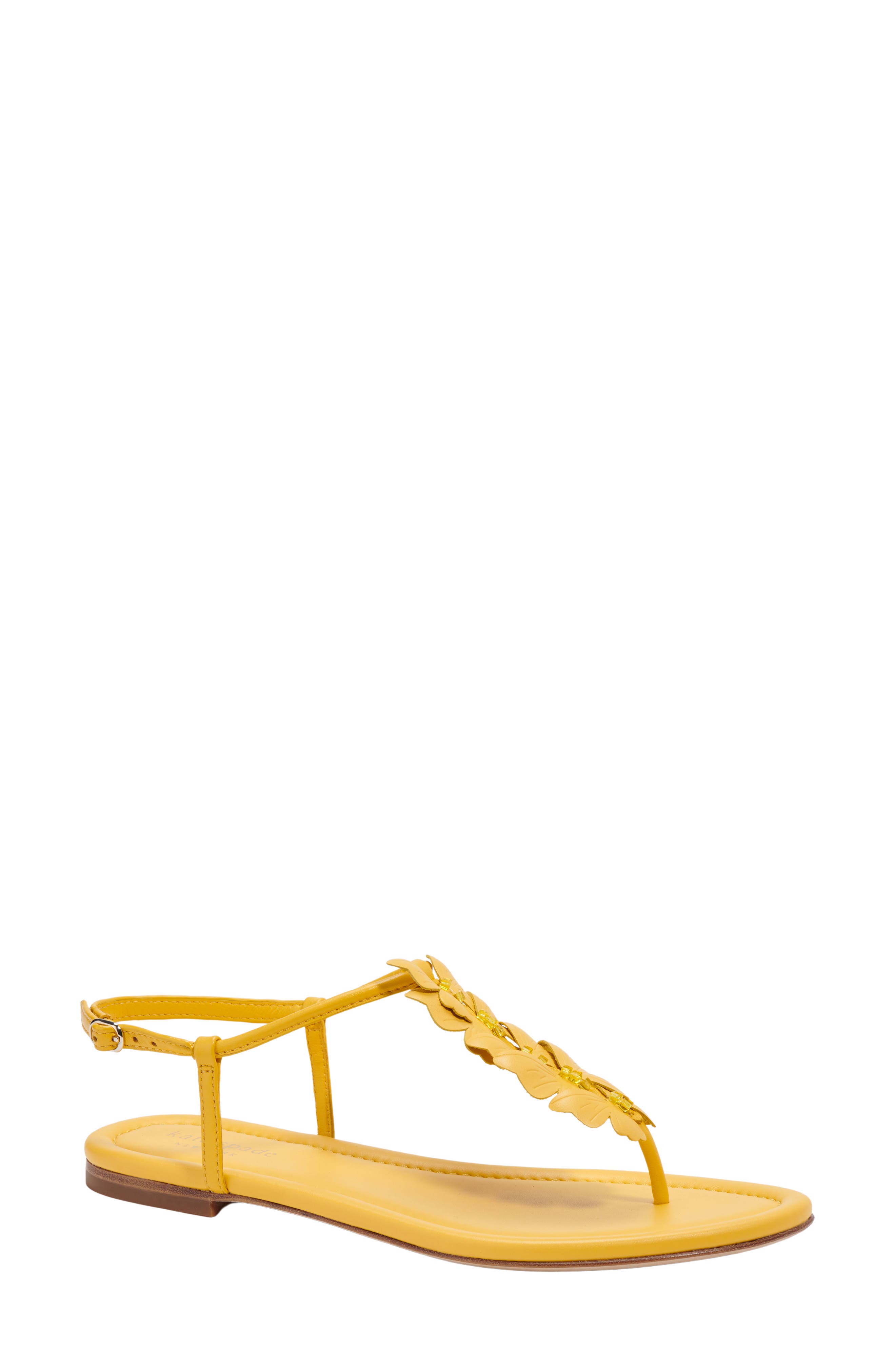 yellow t strap sandals