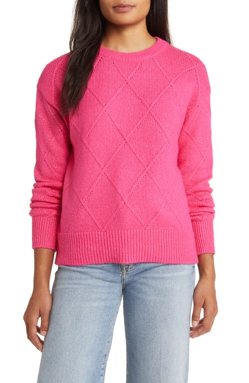 caslon(r) Diamond Cable Knit Sweater in Pink Cabaret