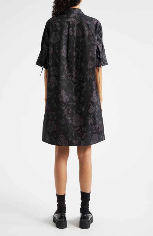 Shop Marimekko Helmat Nokturno Poplin Button Front Dress In Black Dark Grey