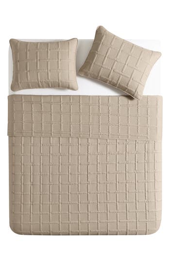 Vcny Home Square Solid 3-piece Quilt Set In Taupe