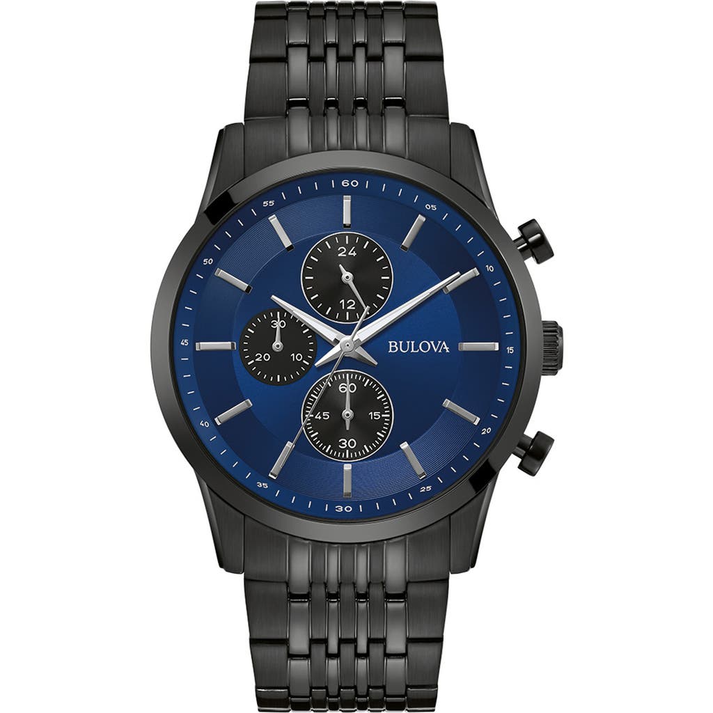 Bulova Stainless Steel Chronograph Quartz Bracelet Watch, 42mm In Black
