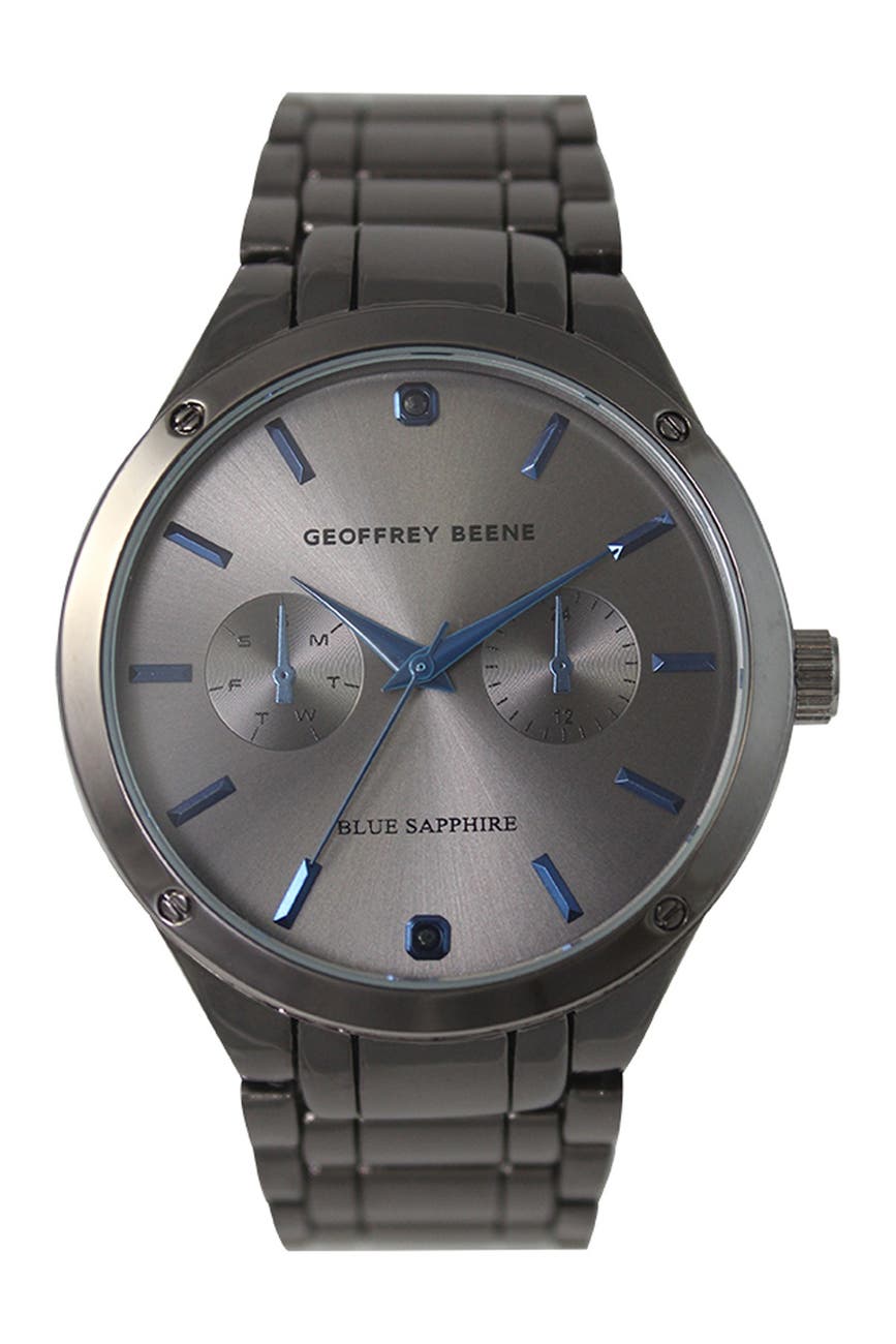 Geoffrey Beene | Men's Chronograph Blue Sapphire Bracelet Watch, 42mm ...