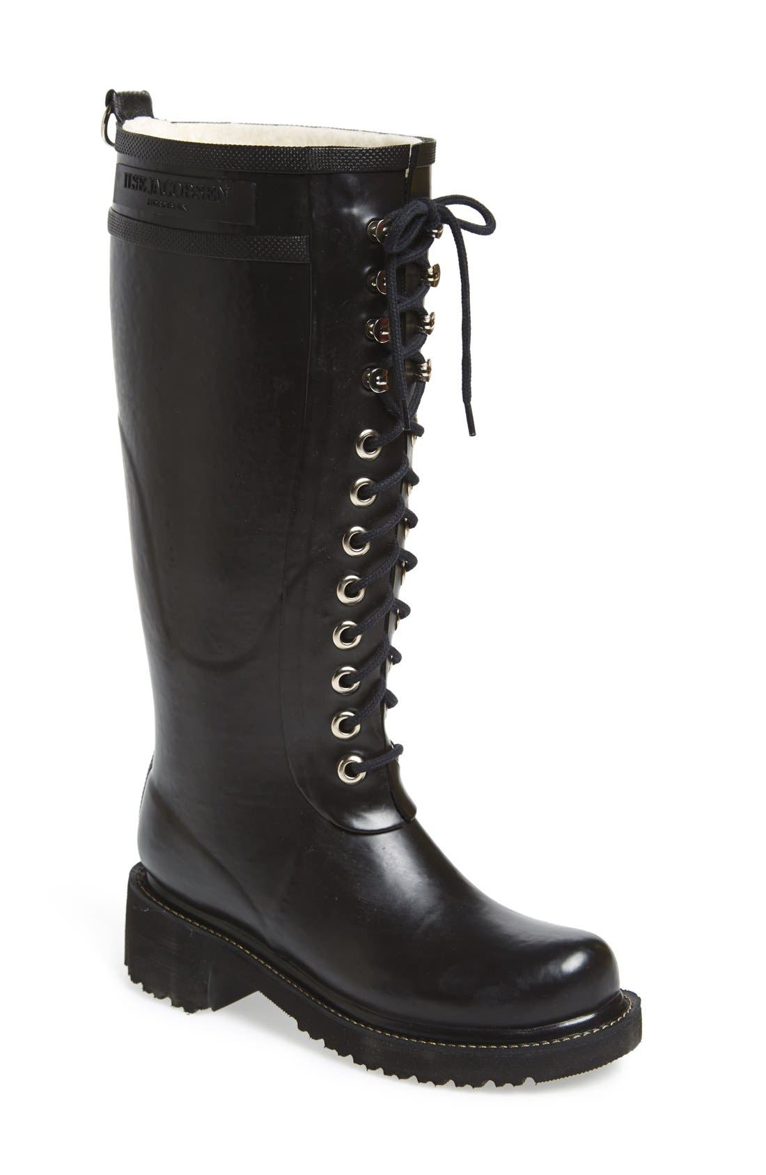 lace up rain boots womens