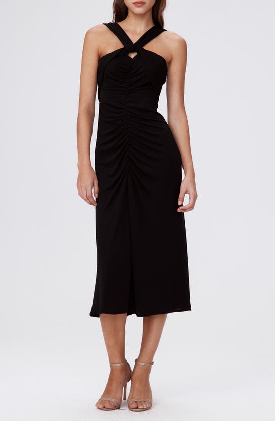 Dvf Neely Ruched Dress In Black