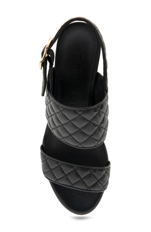 Shop Aerosoles Camera Quilted Slingback Platform Sandal In Black Leather