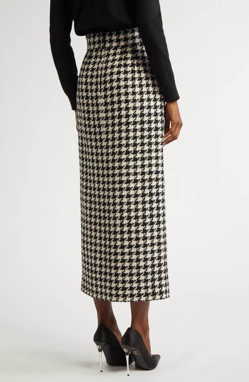 Shop Dolce & Gabbana Dolce&gabbana Macro Houndstooth Long Wool & Cotton Skirt In Quadri-check-tartan