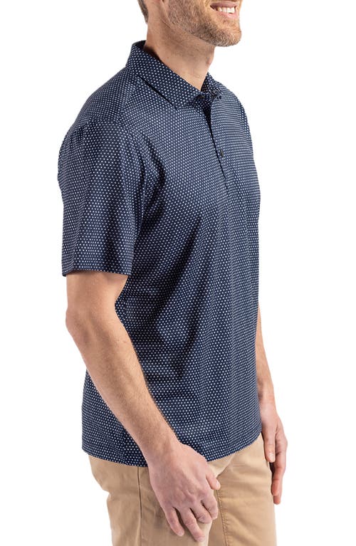 Cutter & Buck Pike Shadow Check Print Polo In Navy Blue