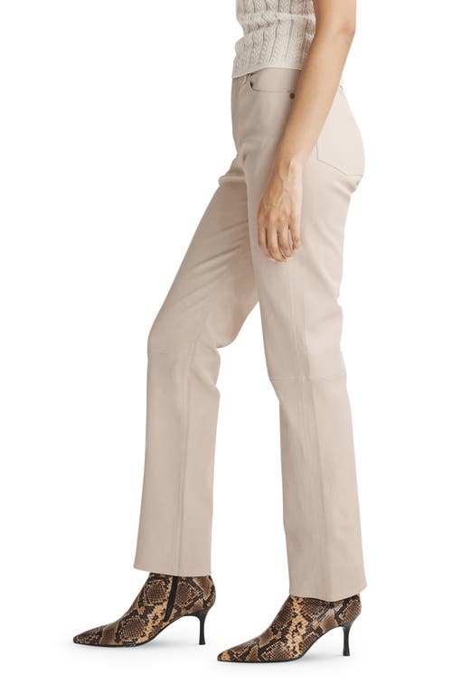 Rag & Bone Harlow Mid Rise Leather Straight Leg Pants In Stone