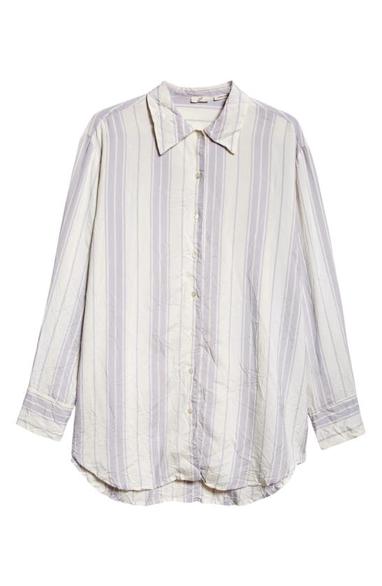 Shop Bite Studios Portico Stripe Rumpled Satin Button-up Shirt In Glicine
