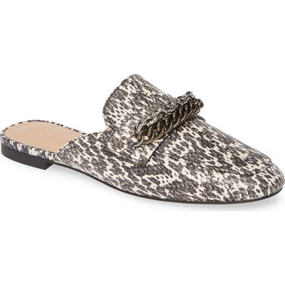 Coach Faye Snake Embossed Loafer Mule- Grey