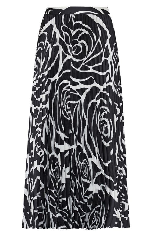 Shop Milly Otha Print Pleated Skirt In Black Rose