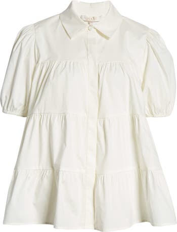 WAYF Canossa Tiered Puff Sleeve Blouse