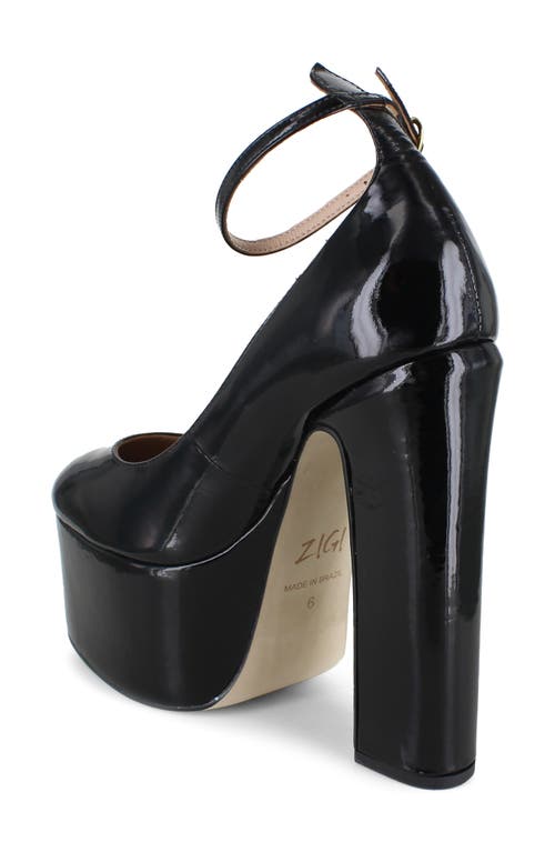 Zigi Nikole Ankle Strap Platform Pump In Black Patent