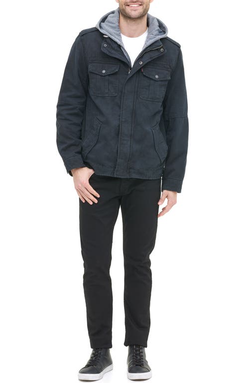 Shop Levi's Levis Detachable Hood Utility Jacket In Navy