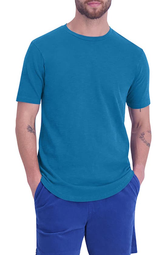 Goodlife Sun Faded Slub Scallop Crew T-shirt In Mykonos Blue