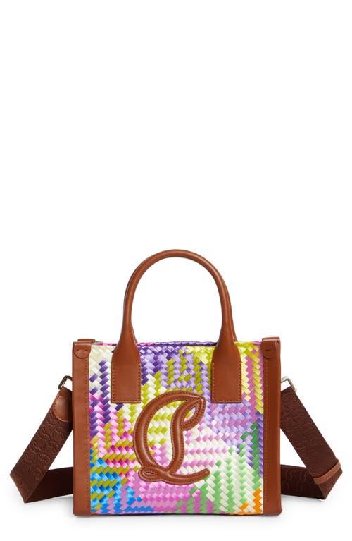 Shop Christian Louboutin Mini By My Side Woven Tote In 6382 Multi/cuoio/cuoio