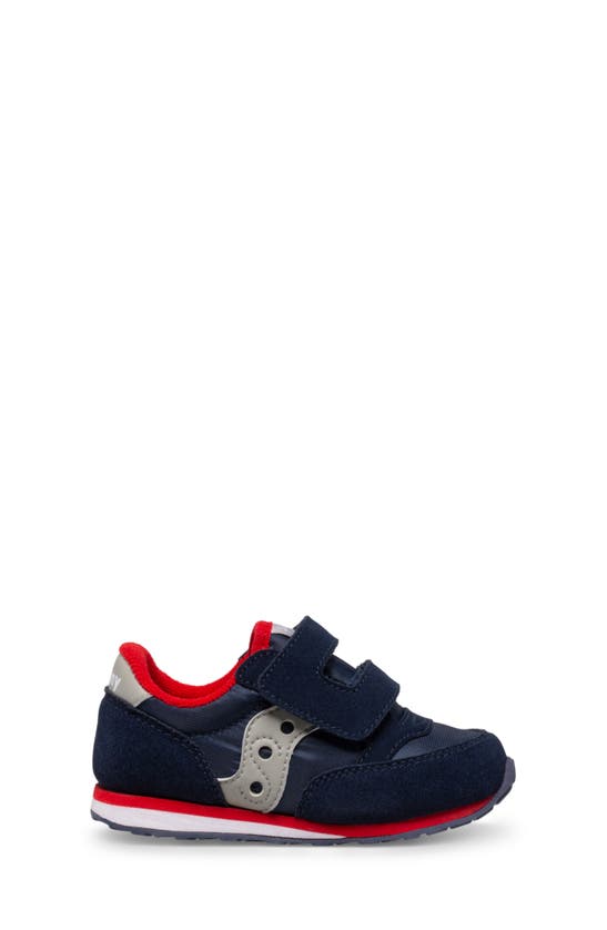 Shop Saucony Jazz Hook & Loop Sneaker In Navy/ Grey/ Red