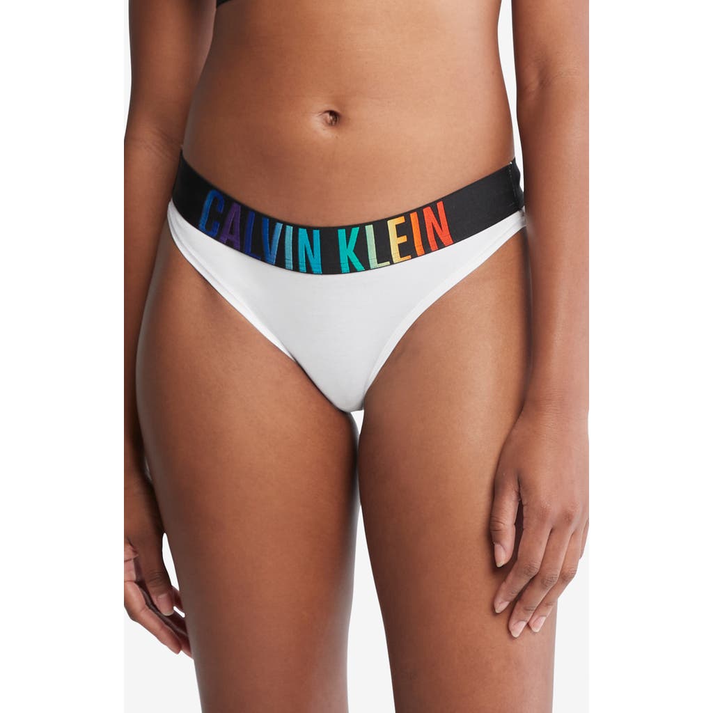 Calvin Klein Logo Band Cotton Blend Bikini in White 