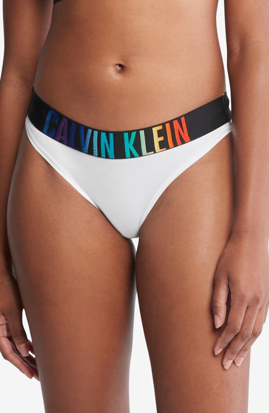 Shop Calvin Klein Logo Band Cotton Blend Bikini In White