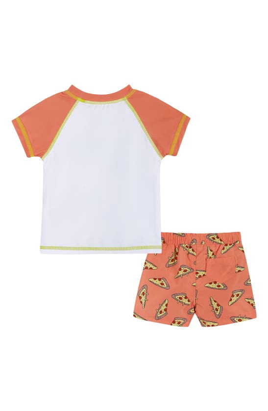 Shop Andy & Evan Rashguard & Shorts Set In Orange Croc