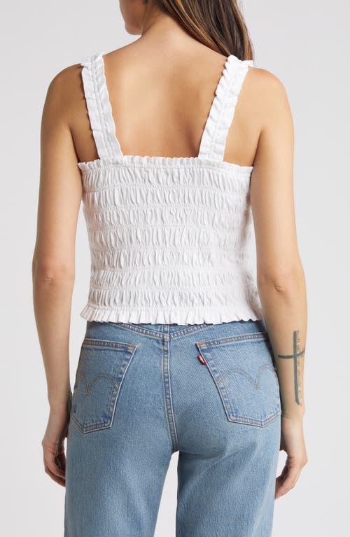 Treasure & Bond Smocked Organic Cotton Tank In White