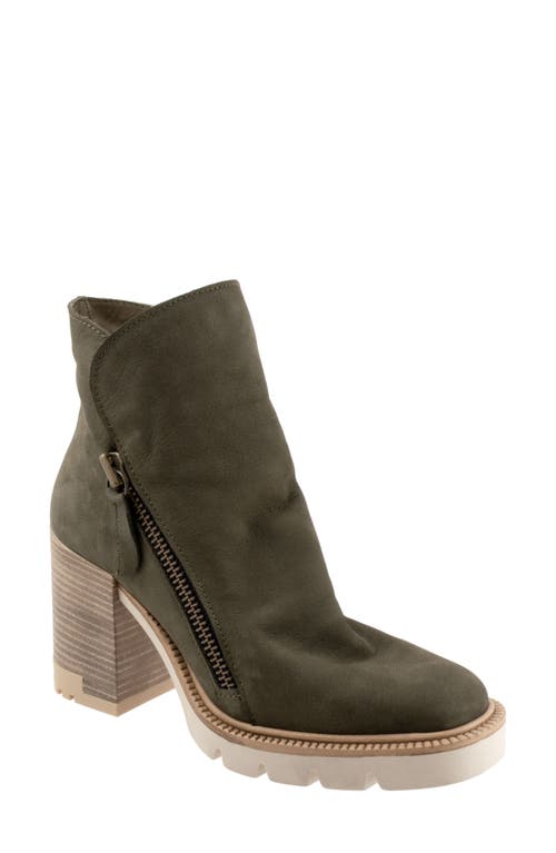 Bueno Elliott Block Heel Bootie Army Green Nubuck at Nordstrom,